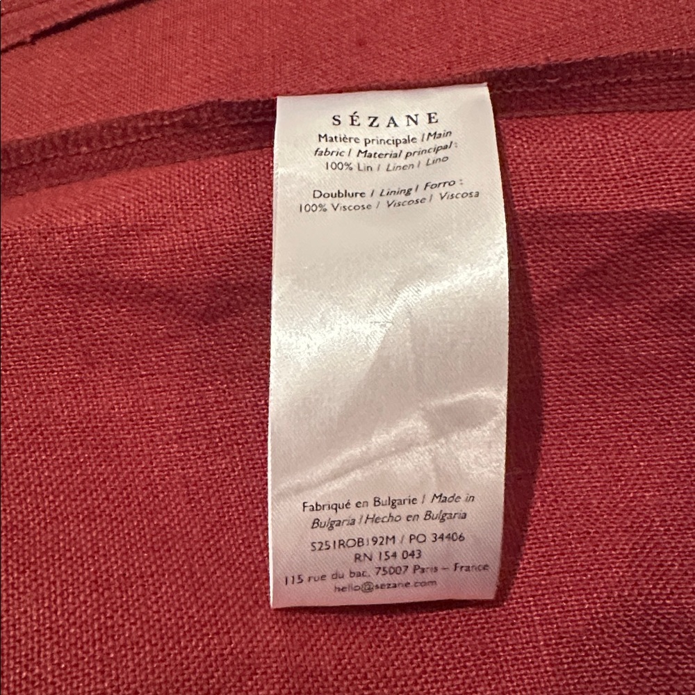 Sézane- Rust Button-Down Dress (Size 8/10/42) NWT - Picture 5 of 5